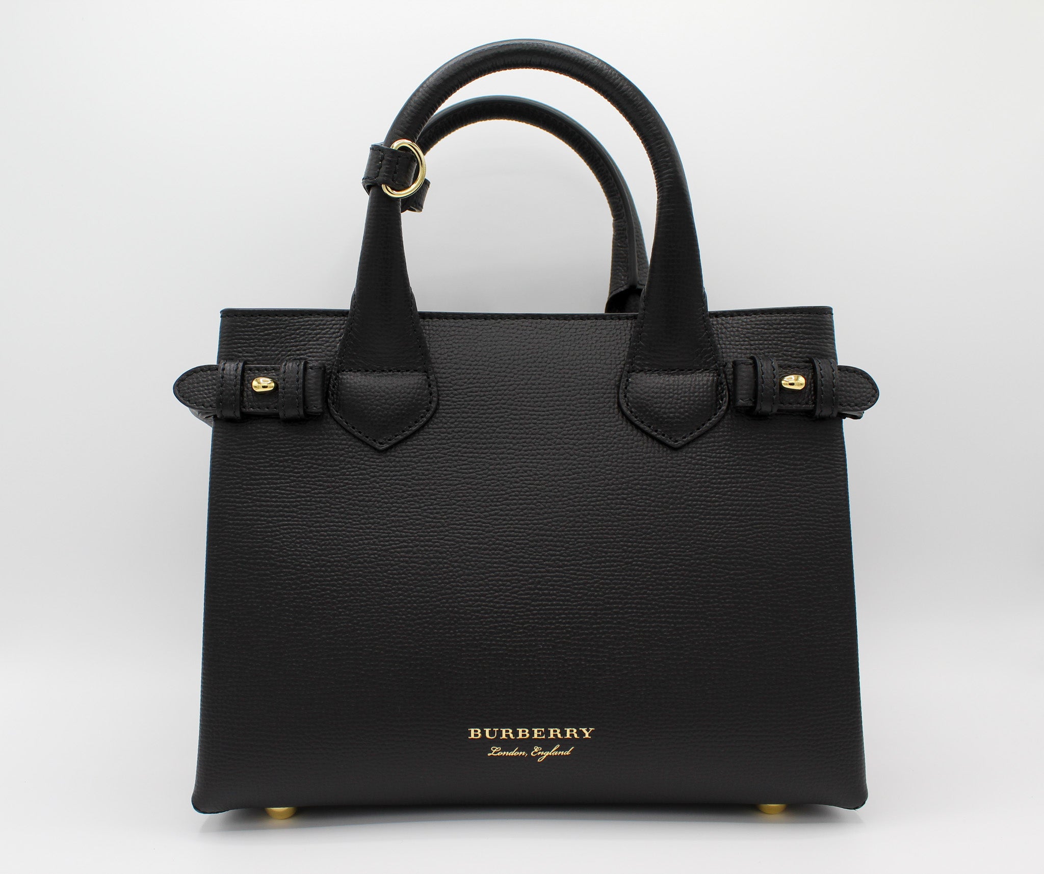 Burberry Banner Small Handbag in Black and Burberry Check House of Molyneux