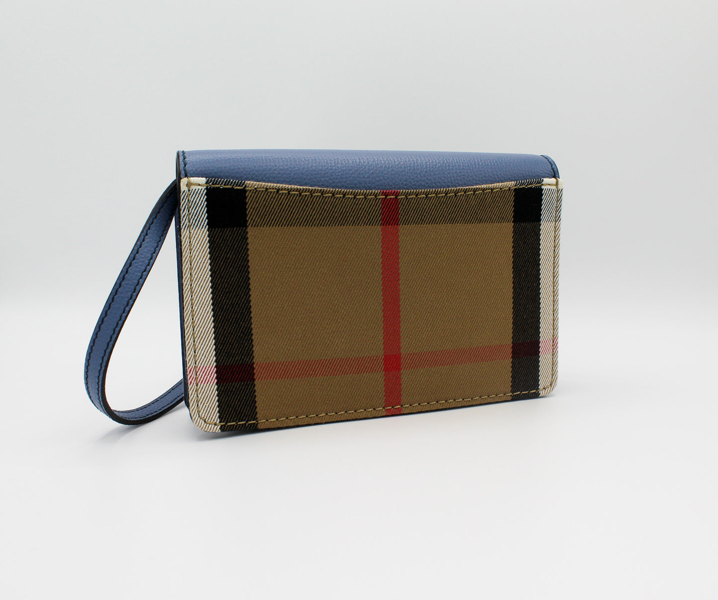 Burberry Check and Leather Hampshire Crossbody Bag in Slate Blue