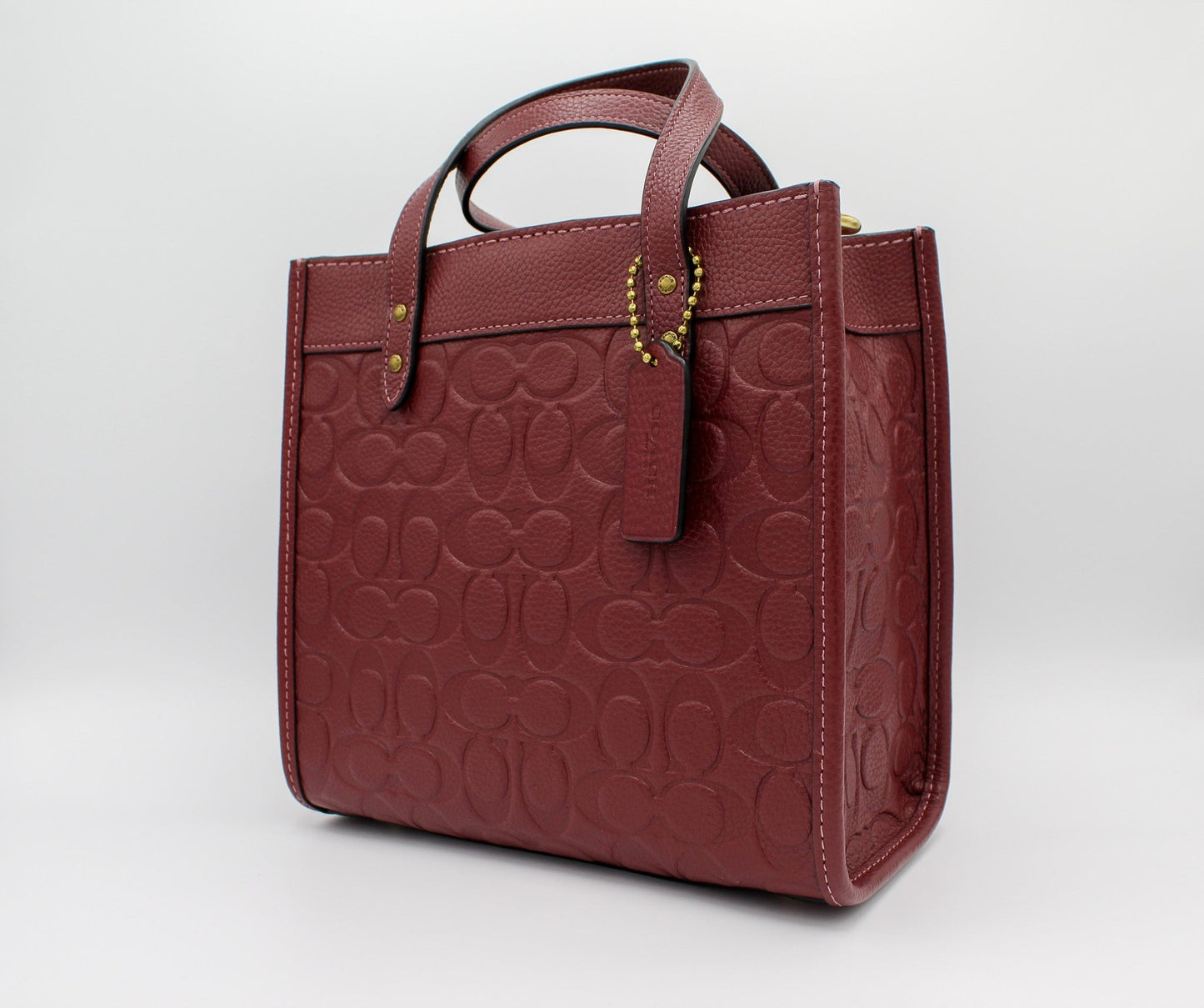 Coach Field Tote 22 In Signature Leather - Brass/Wine