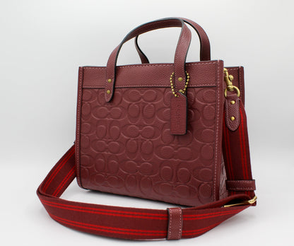 Coach Field Tote 22 In Signature Leather - Brass/Wine