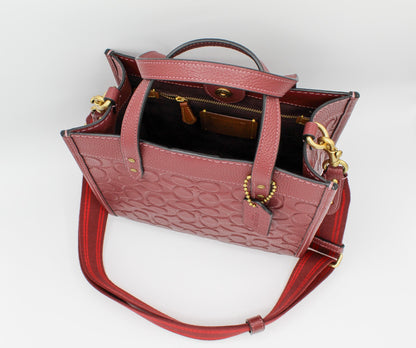 Coach Field Tote 22 In Signature Leather - Brass/Wine