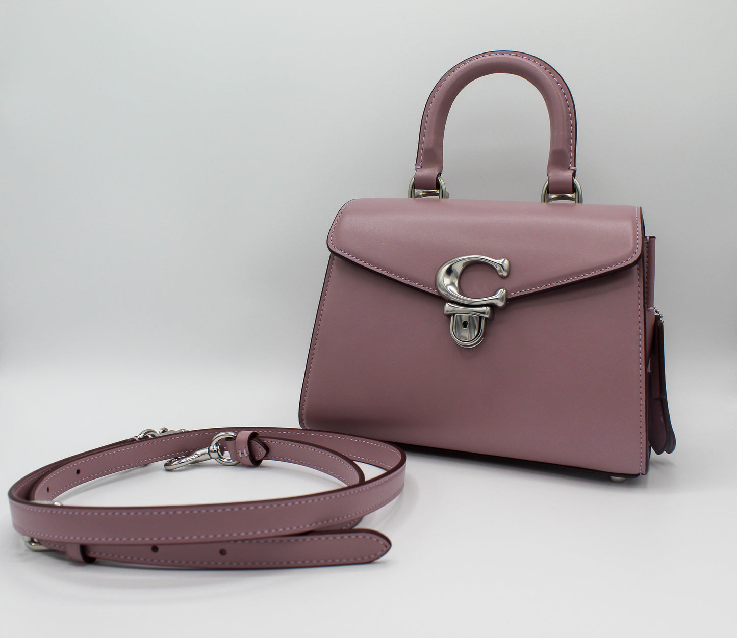 Coach Sammy Top Handle 21 in Silver/Faded Purple